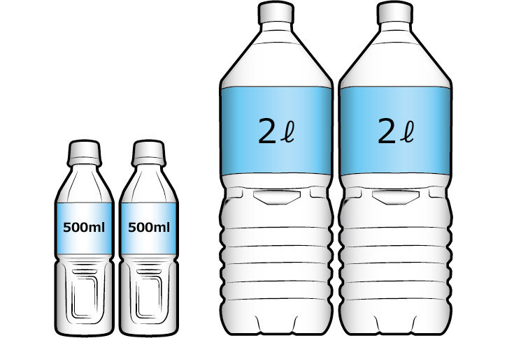 500ml　2ｌ　ペットボトル　イラスト