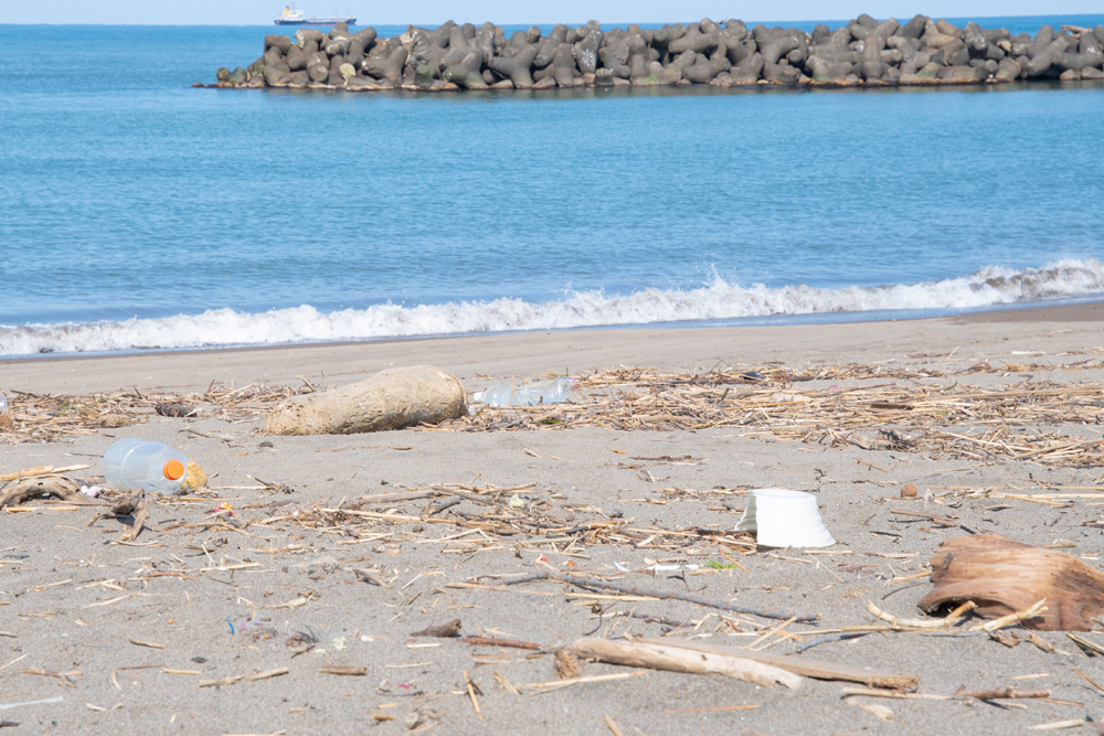 海　海岸　砂浜　プラスチックごみ　漂流物　ゴミ