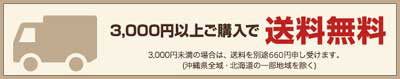 3,000円以上ご購入で送料無料 3,000円未満の場合は、送料を別途660円申し受けます。