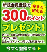 新規会員登録で300ポイントプレゼント